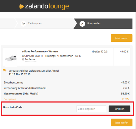 10 Euro Zalando Lounge Gutschein - Dezember 2020 | Uniturm.de